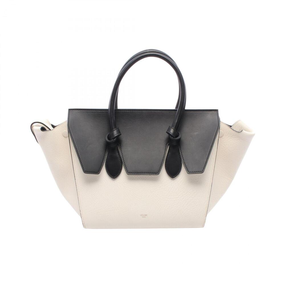 Celine Tie Knot Mini Handbag, Leather, Women's, White/Black